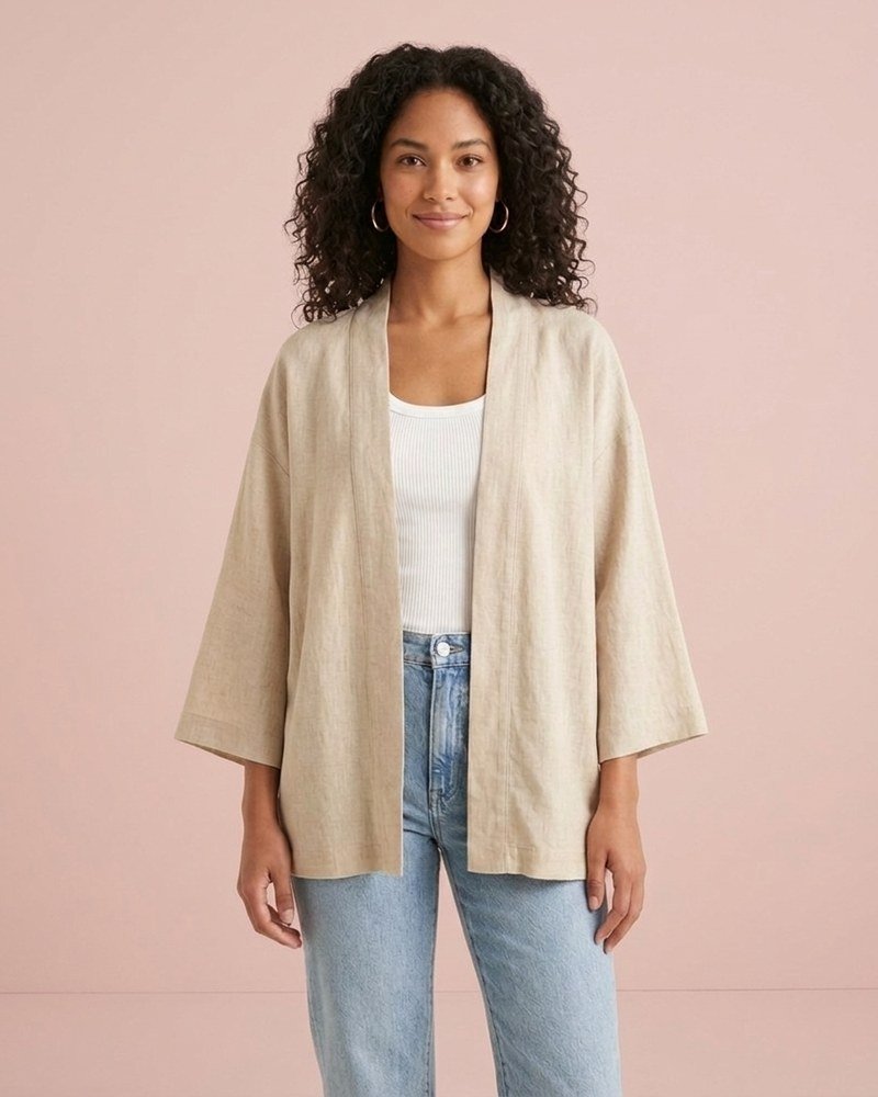 producto-10-a Kimono de lino beige - Imagen 1