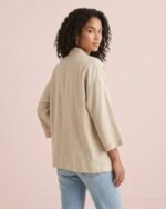 Kimono de lino beige - Imagen 2