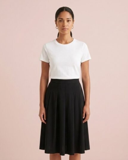 Falda midi plisada negra
