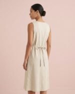 Vestido midi de lino beige - Imagen 2