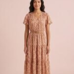 Vestido midi floral terracota