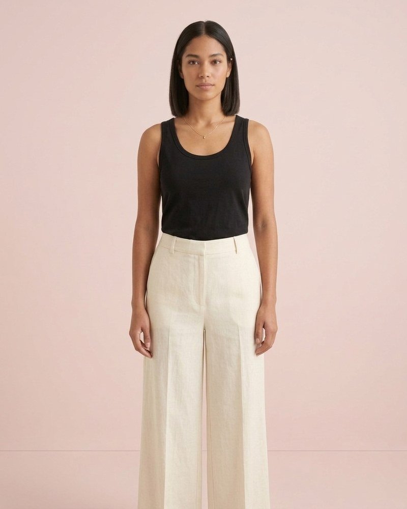 producto-9-a Pantalón palazzo de lino crema - Imagen 1