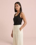 Pantalón palazzo de lino crema - Imagen 2